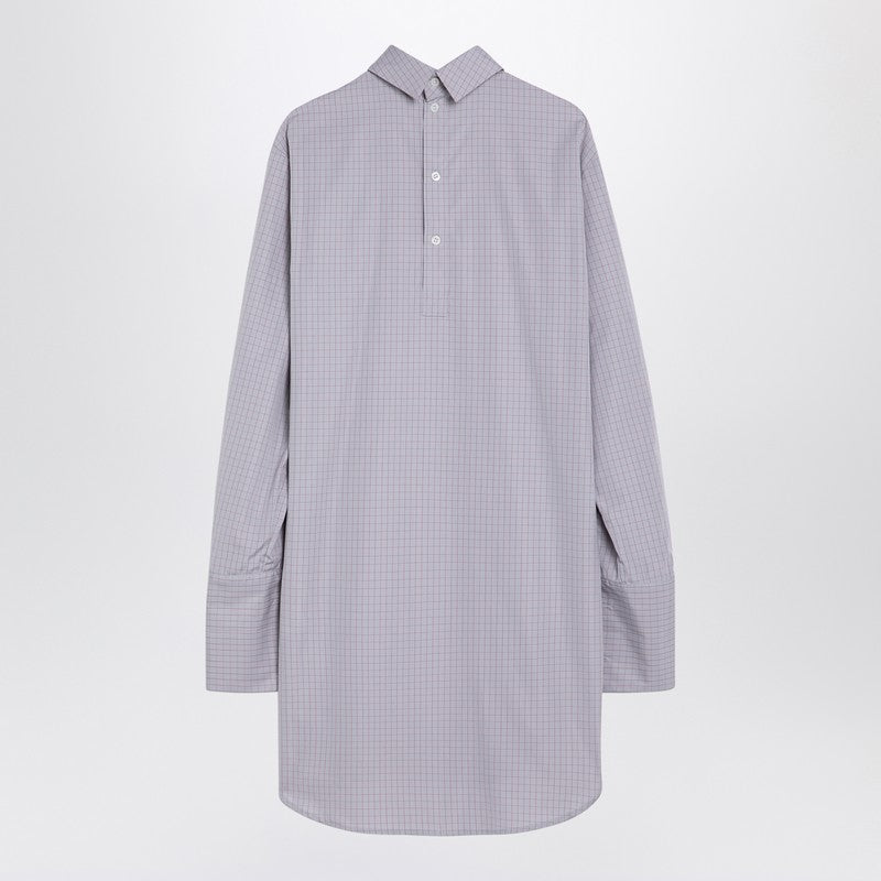 Dries Van Noten Light Blue Checked Popeline Turtleneck Shirt Women