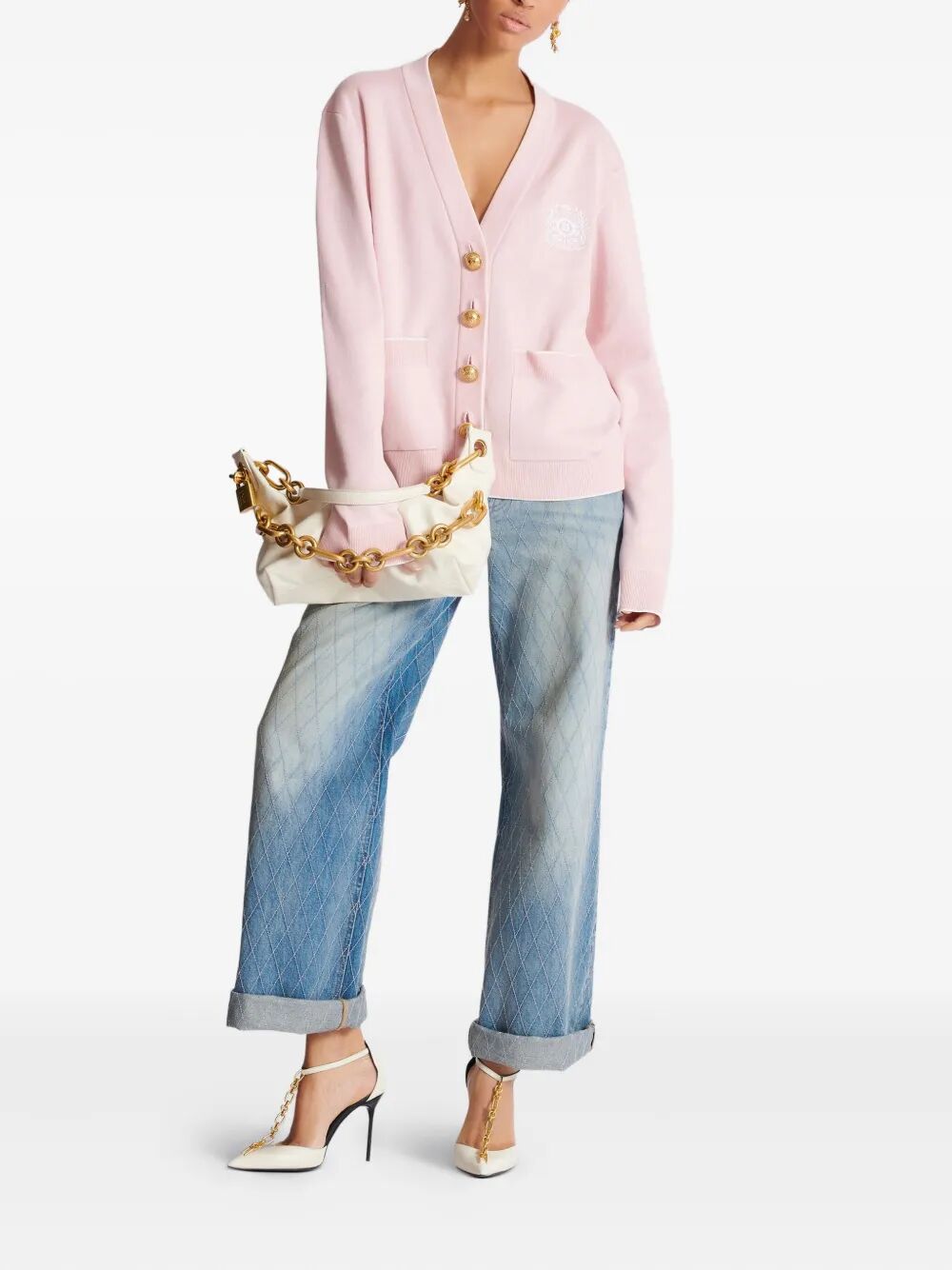 Balmain Women "Sync" Medium Calfskin Bag