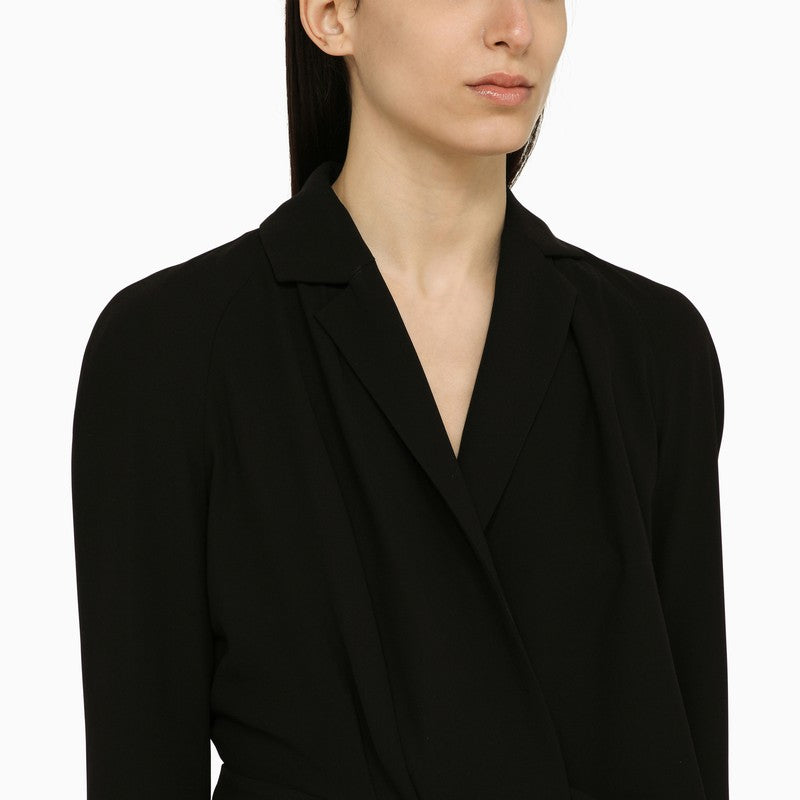 Dries Van Noten Black Wool-Blend Dress With Drape Women
