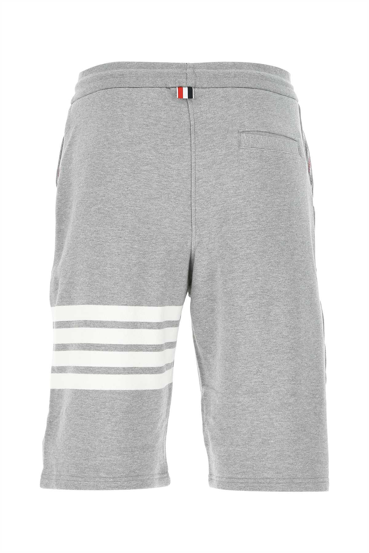 Thom Browne Men Melange Grey Cotton Bermuda Shorts