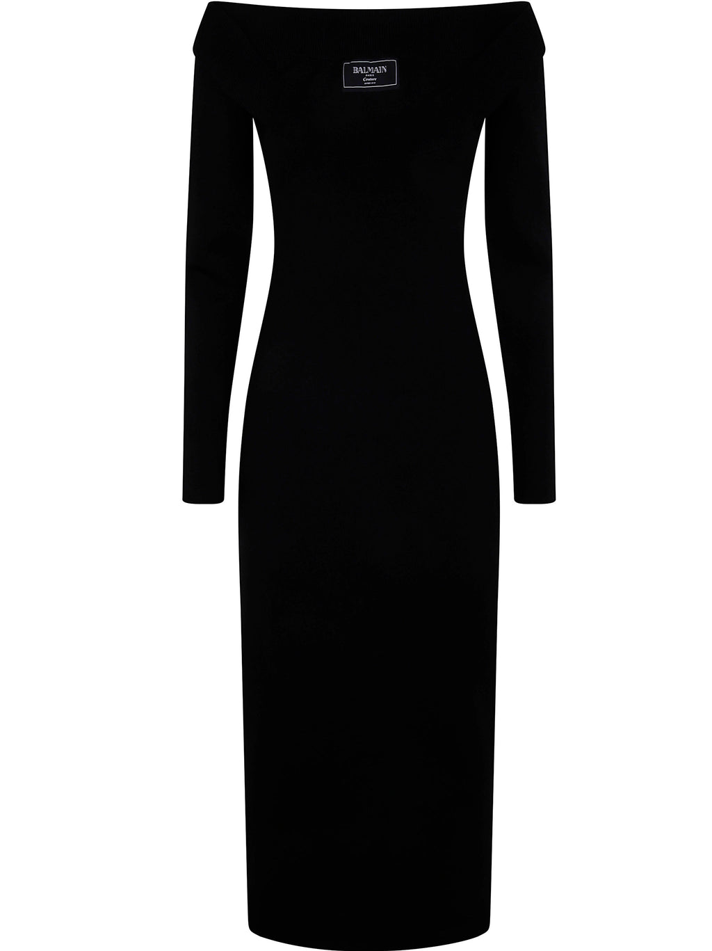 Balmain Women Ls Double Collar Knit Zipped Midi Dress
