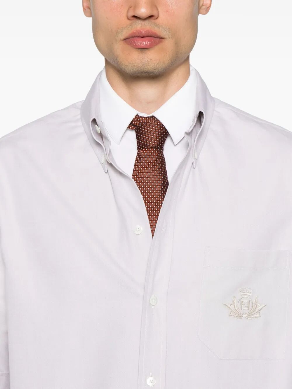 Fendi Men Fendi Crest Oxford Cotton Shirt