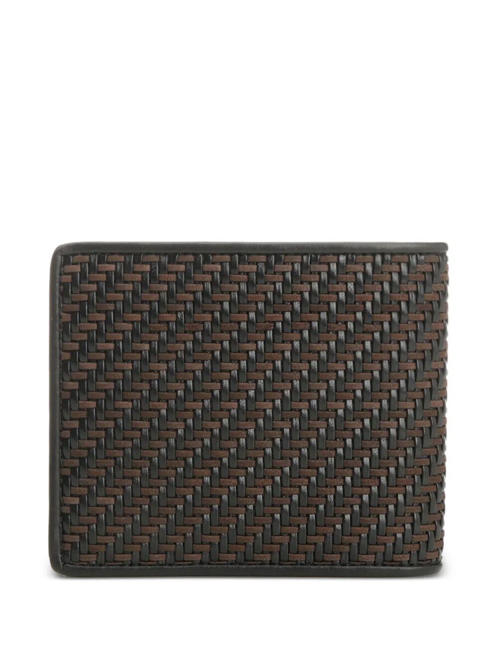 Ferragamo Men Two-Tone Woven Leather Bi-Fold Wallet