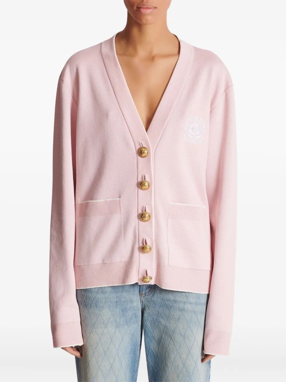 Balmain Women Balmain Emblème-Embroidered Knit Cardigan