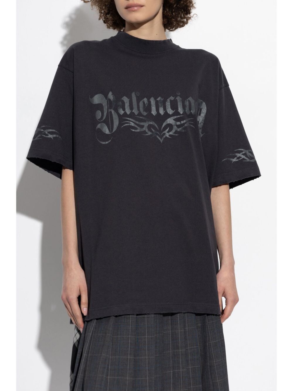Balenciaga Women Medium Fit Printed Logo T-Shirt