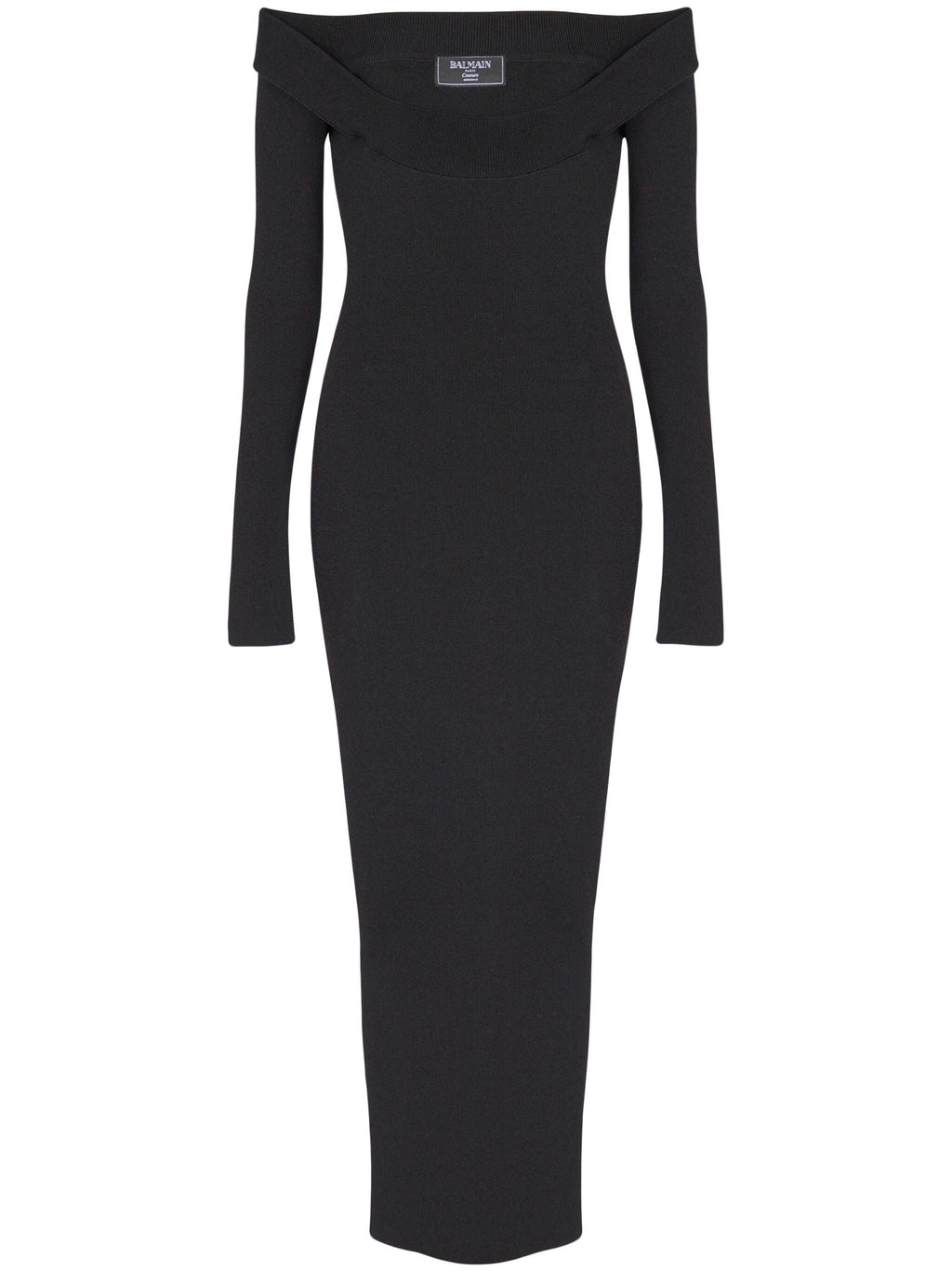 Balmain Women Ls Double Collar Knit Zipped Midi Dress