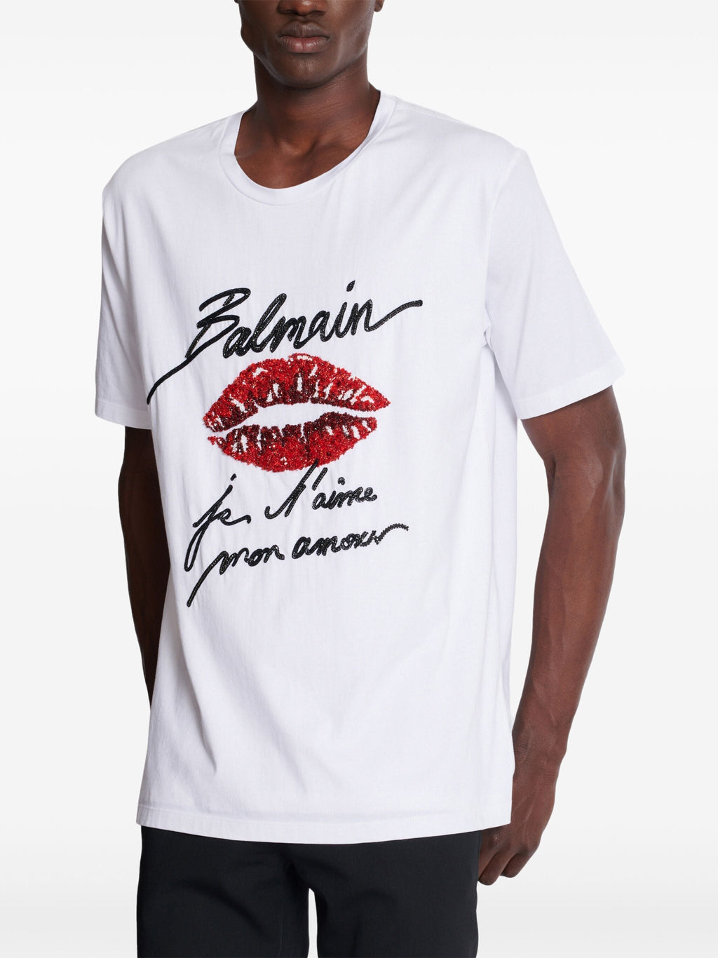Balmain Men Balmain & Lips Embroid T-Shirt - Reg Fit