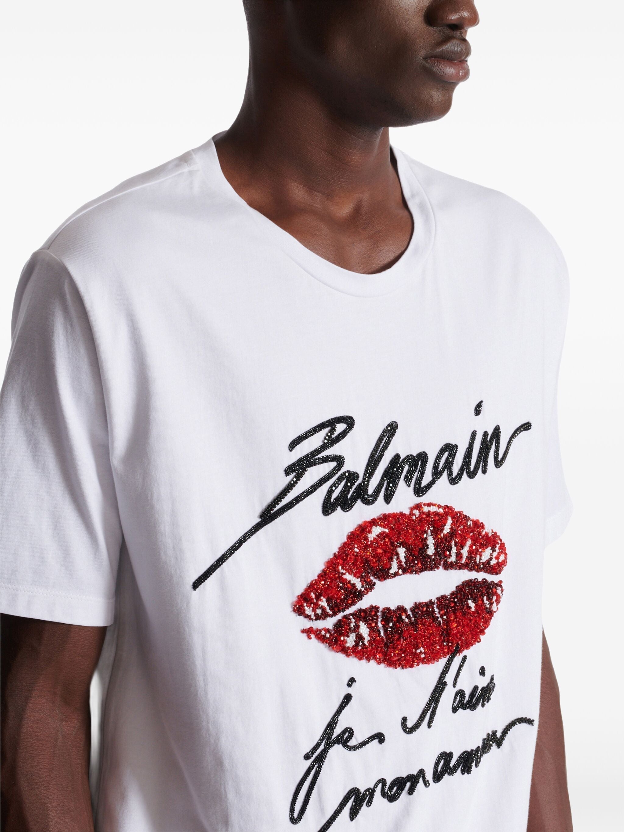 Balmain Men Balmain & Lips Embroid T-Shirt - Reg Fit