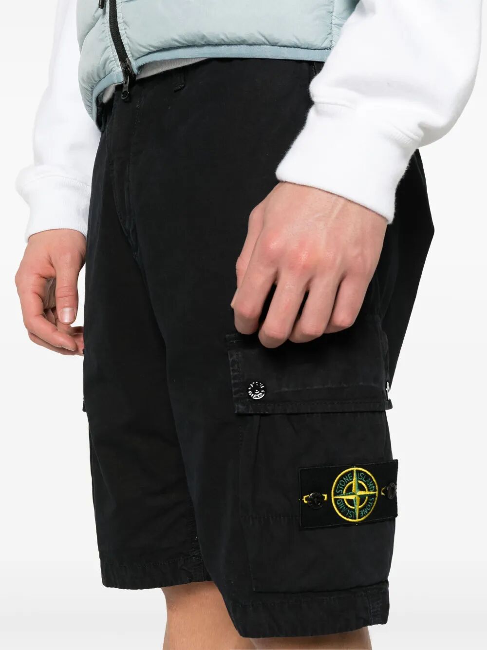 Stone Island Men Old Effect Cotton Cargo Bermuda Shorts