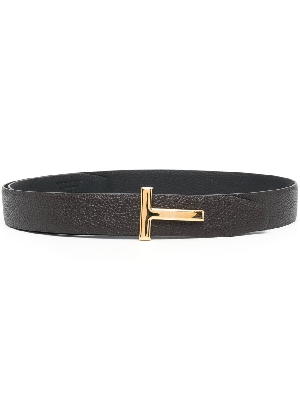 Tom Ford Men Grained Leather T-Buckle Belt