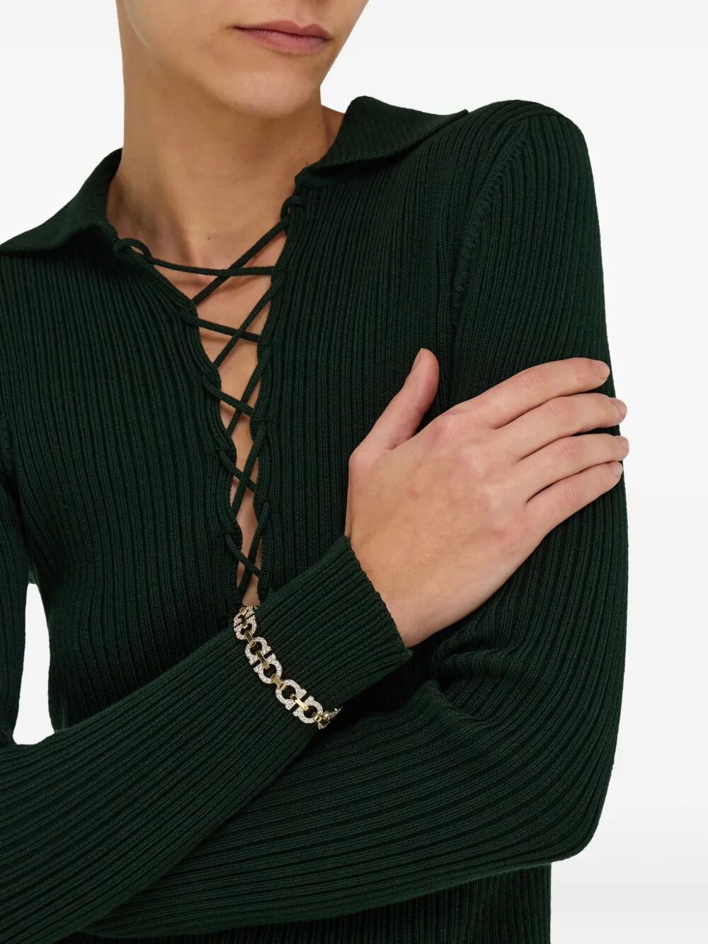 Pulseira Gancini Ferragamo Feminina com Cristais