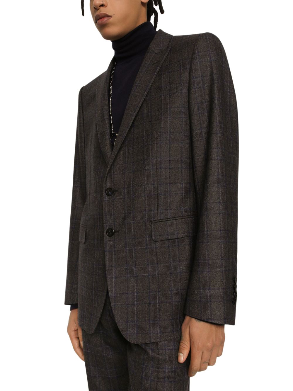 Dolce & Gabbana Men Prince Of Wales Patterned Wool Blazer