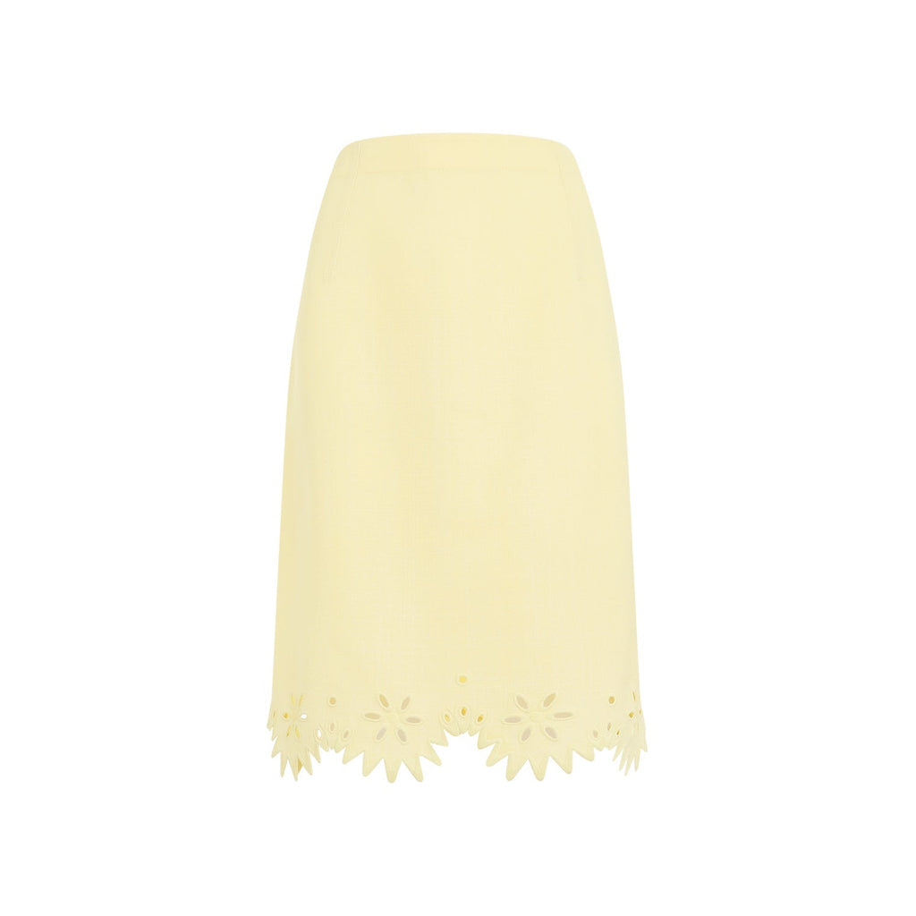 Bottega Veneta Grainy English Embroidery Midi Skirt Women