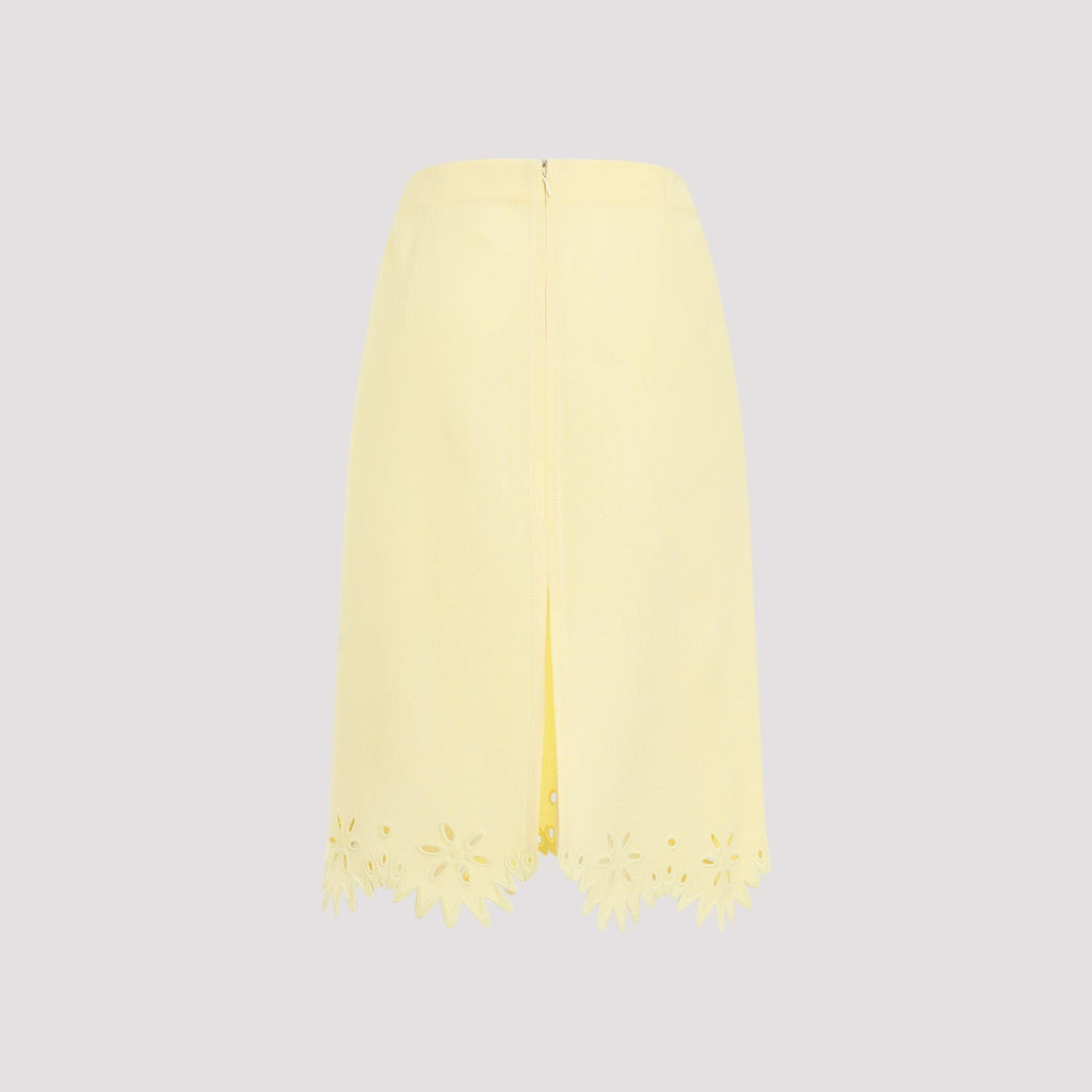 Bottega Veneta Grainy English Embroidery Midi Skirt Women