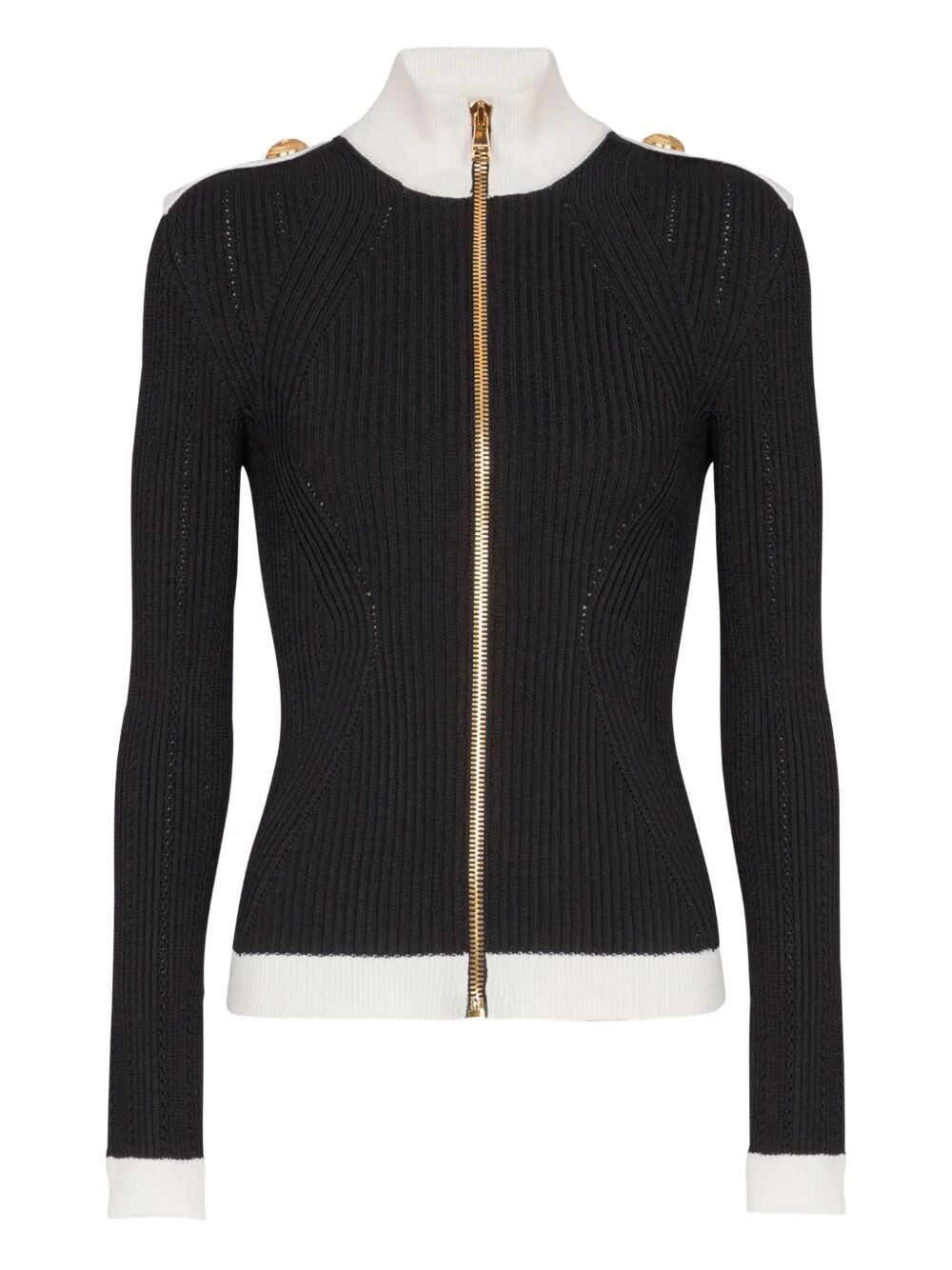 Balmain Women Zipped Turtleneck Knit Cardigan