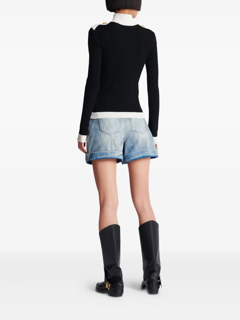 Balmain Women Zipped Turtleneck Knit Cardigan