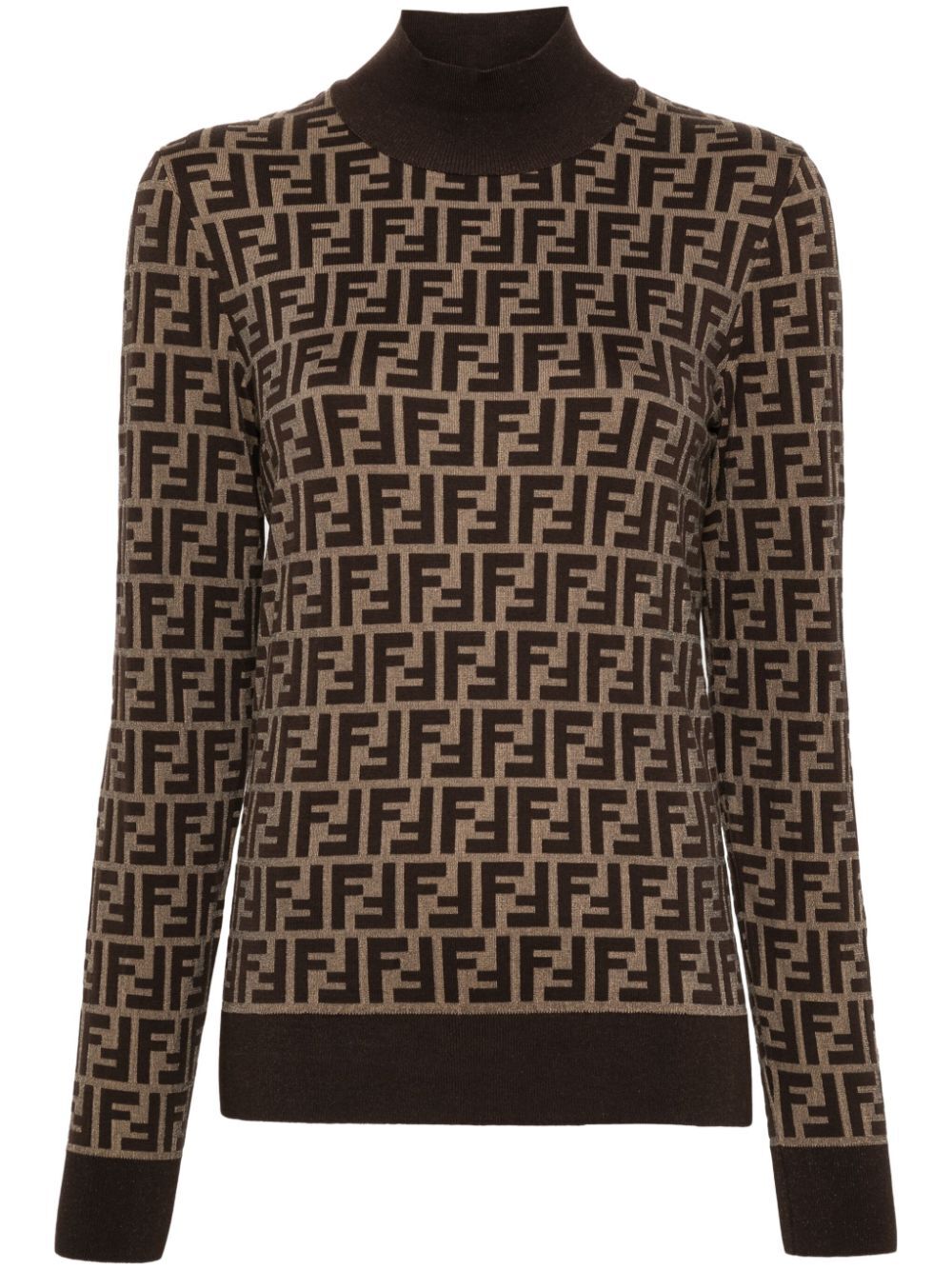 Fendi Women Maglia In Cotone Ff Marrone
