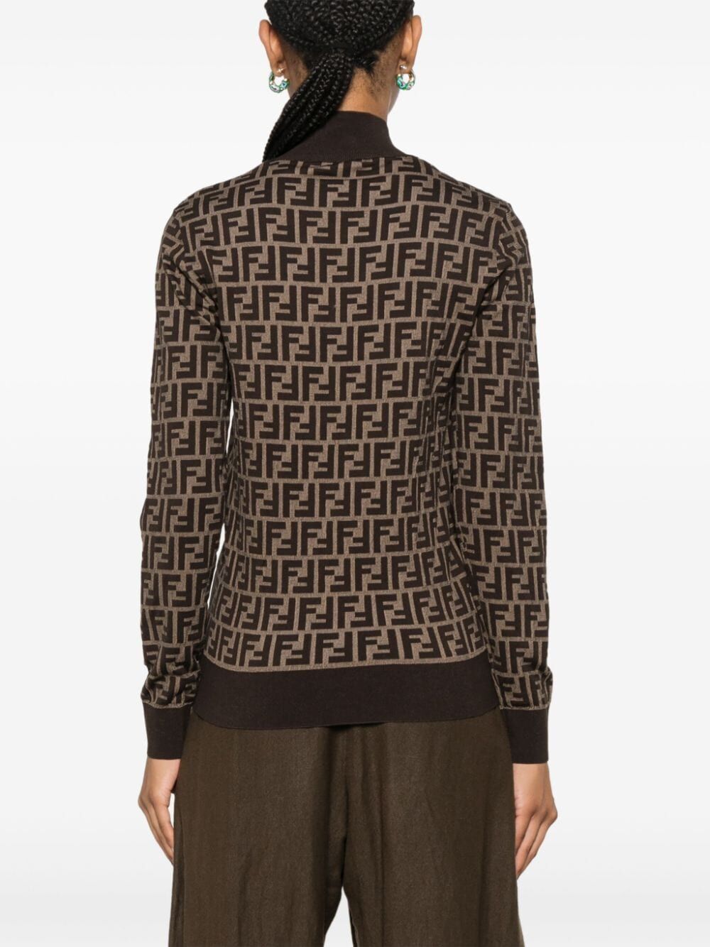 Fendi Women Maglia In Cotone Ff Marrone