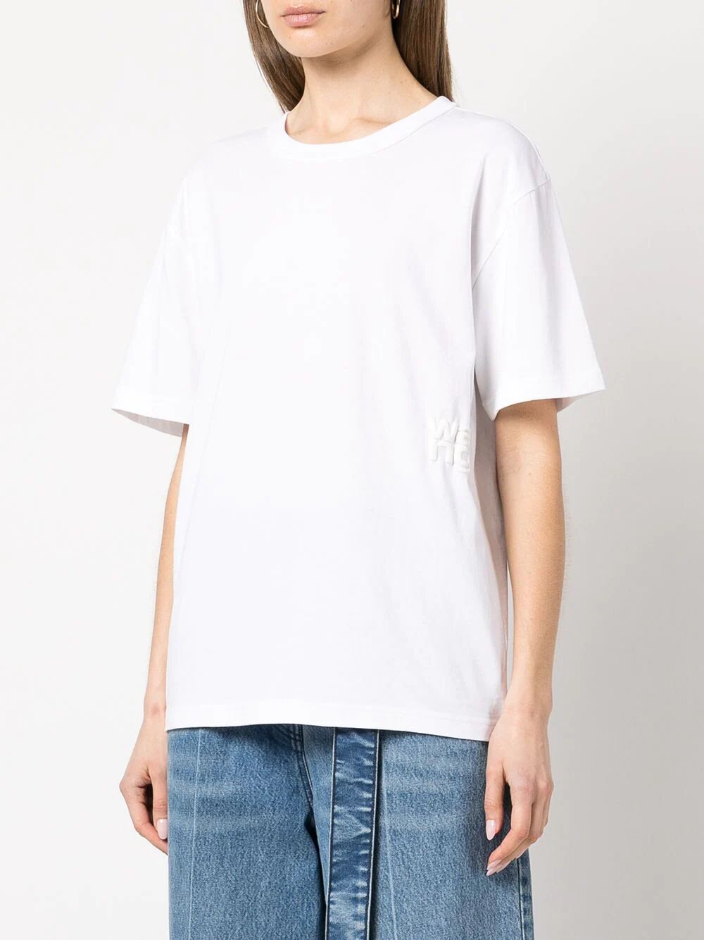 Alexander Wang Women Essential Jersey Short Sleeve Tee With Puff Logo And Bound Neck