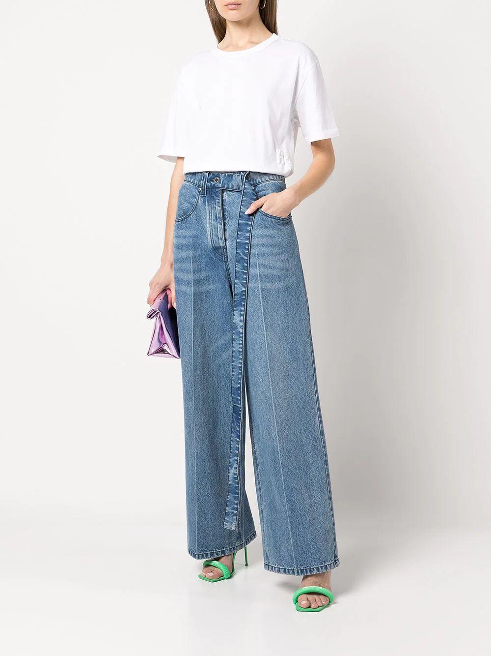 Alexander Wang Women Essential Jersey Short Sleeve Tee With Puff Logo And Bound Neck