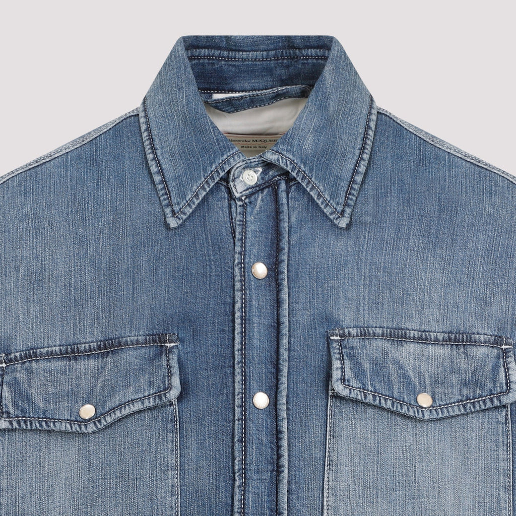 Alexander Mcqueen Quilted Denim Shirt Men
