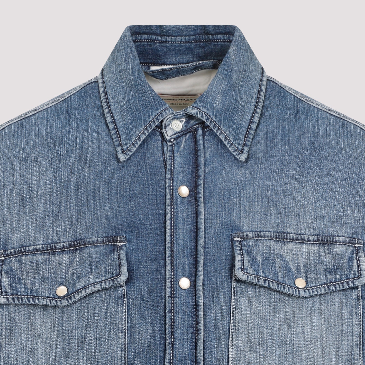 Alexander Mcqueen Quilted Denim Shirt Men