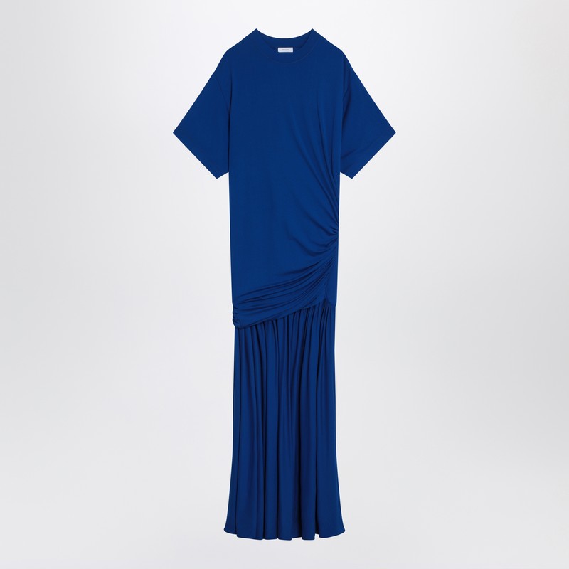 Vestido longo azul drapeado Ferragamo para mulheres