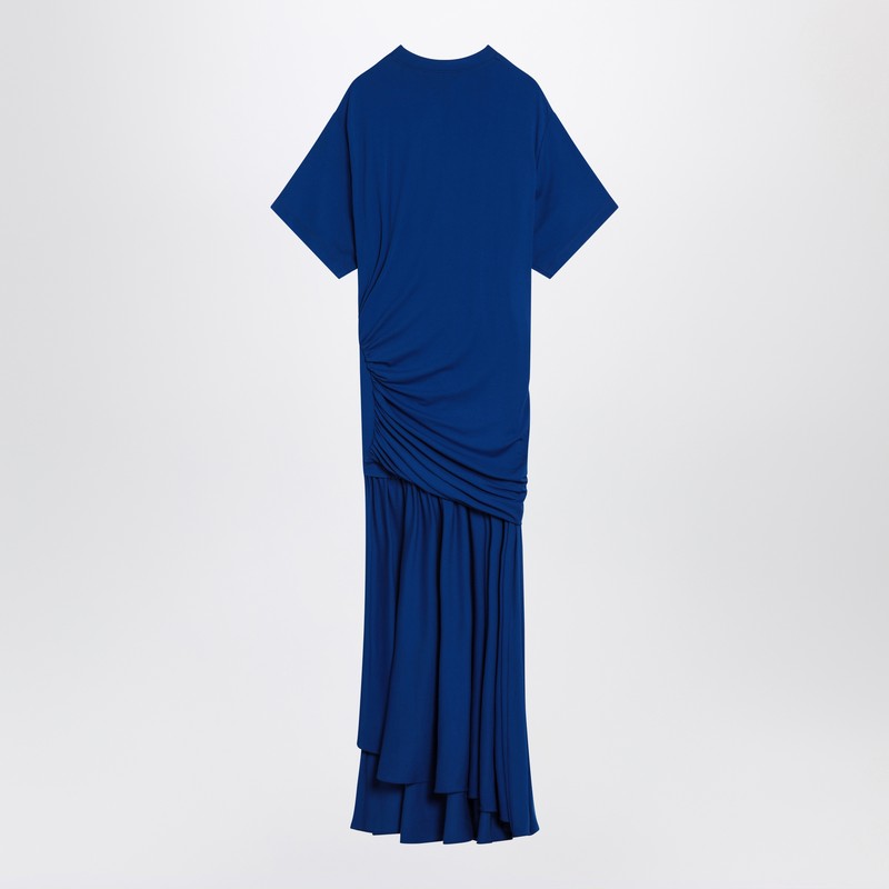 Vestido longo azul drapeado Ferragamo para mulheres