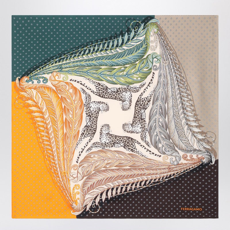 Lenço de seda Ferragamo com estampa Madras para mulheres