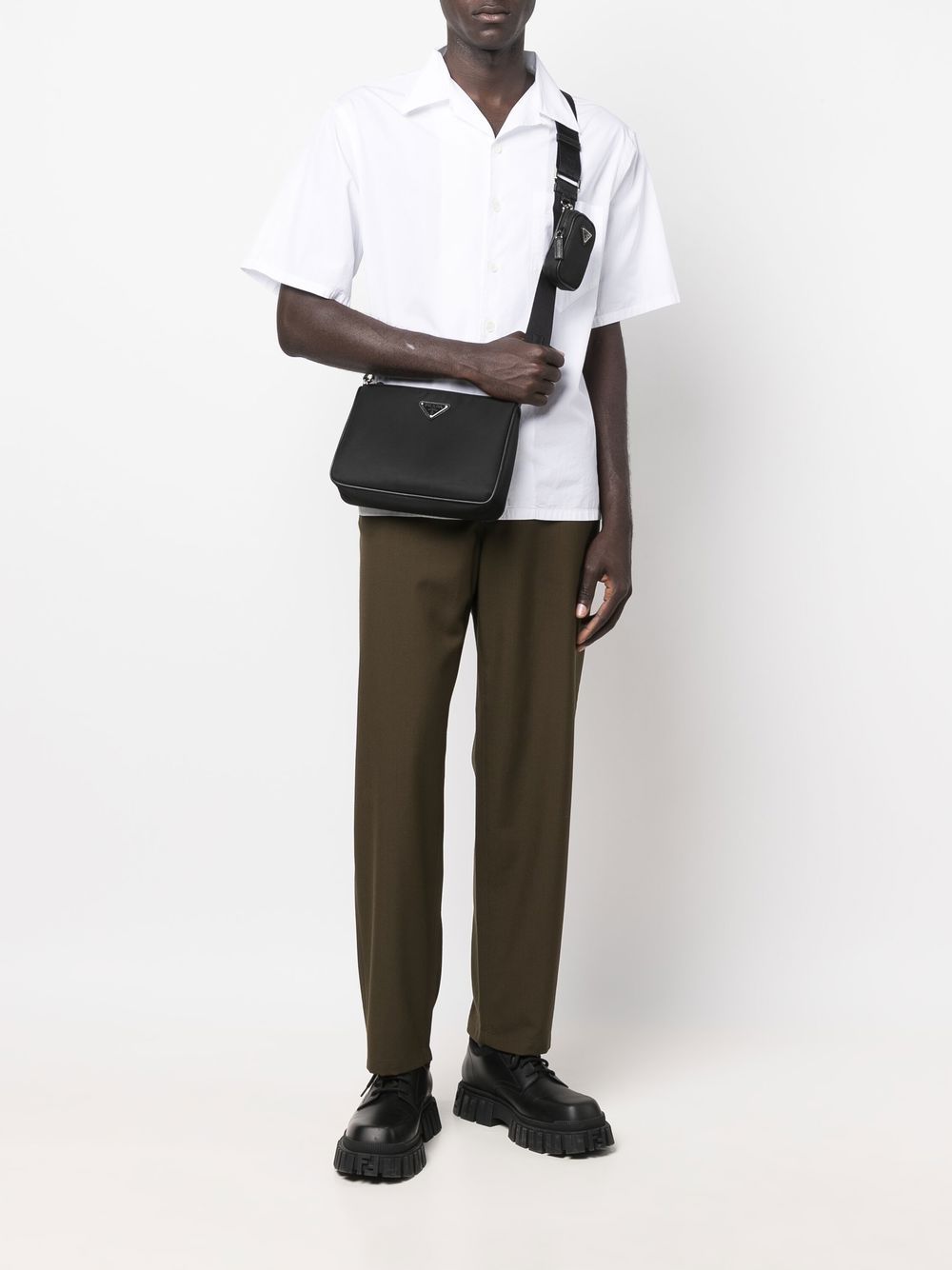 Prada Men Re-Nylon And Saffiano Leather Shoulder Bag