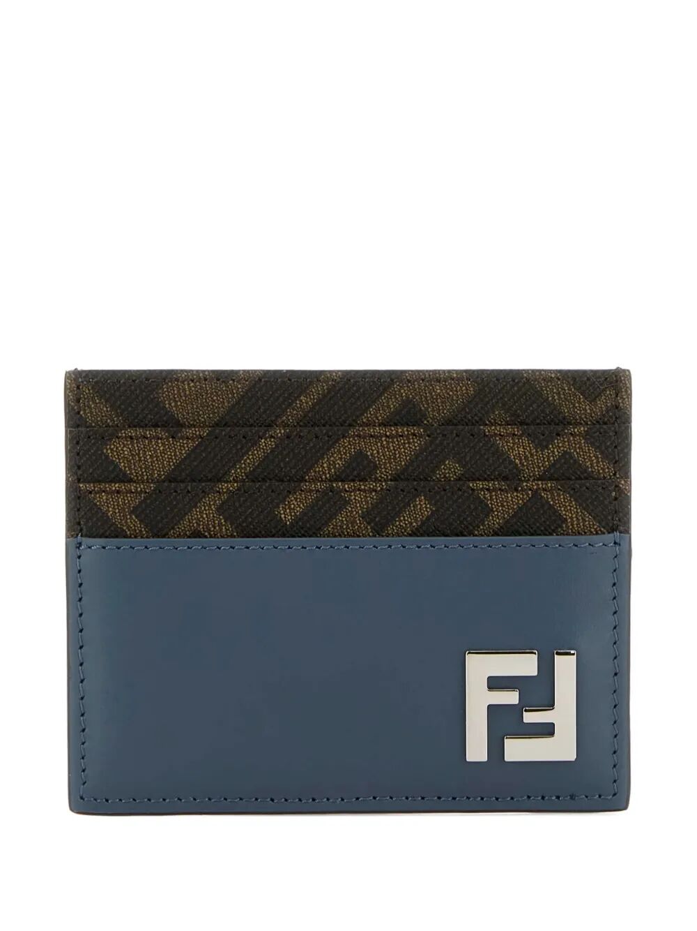 Fendi Men Leather And Ff Canvas Squared Card Holder