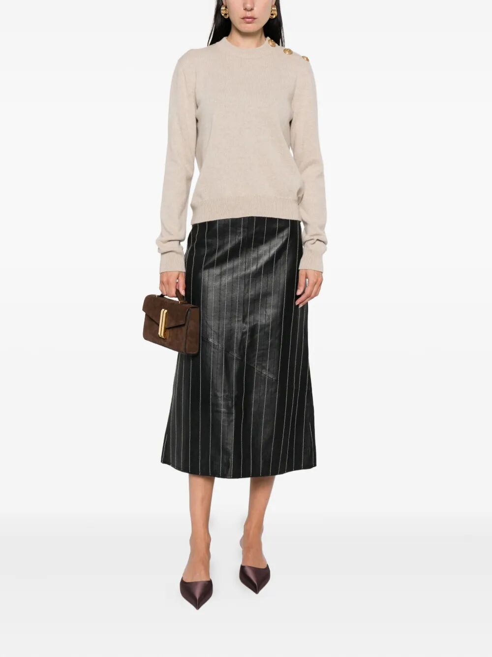 Balmain Women Cashmere Blend Buttoned Sweater