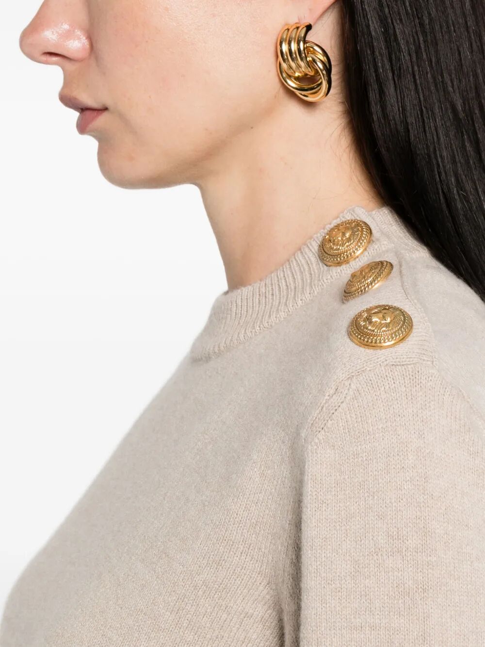 Balmain Women Cashmere Blend Buttoned Sweater