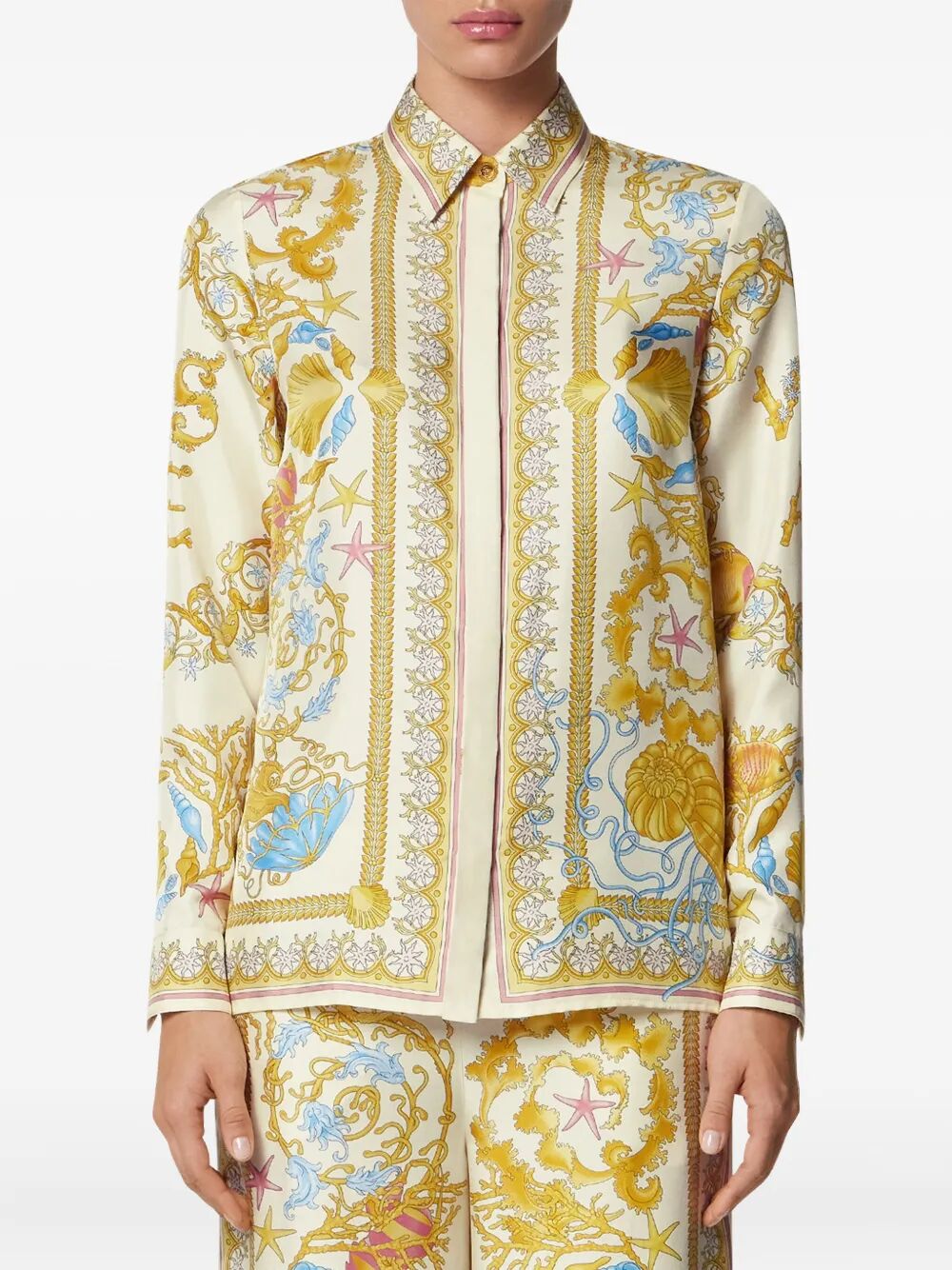 Versace Women Underwater Barocco Silk Shirt