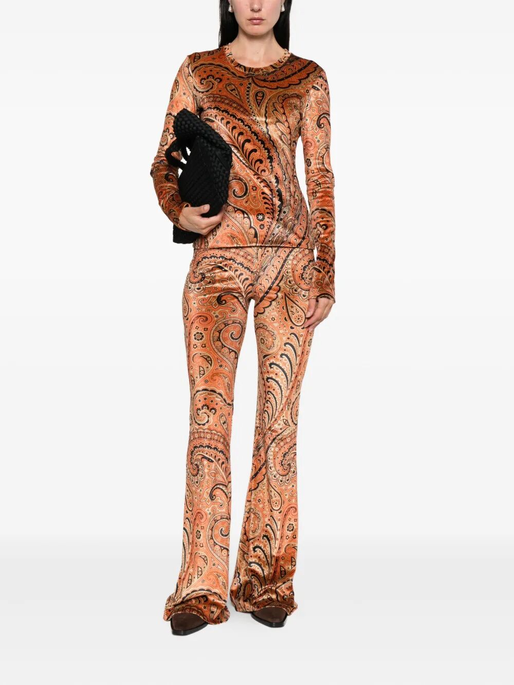 Etro Women Paisley-Print Long-Sleeved Velvet Top