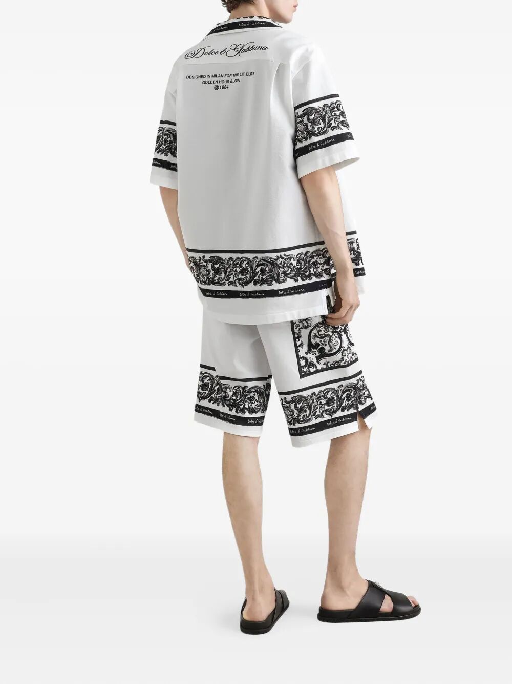 Dolce & Gabbana Men Majolica-Print Double Piqué Bermuda Shorts