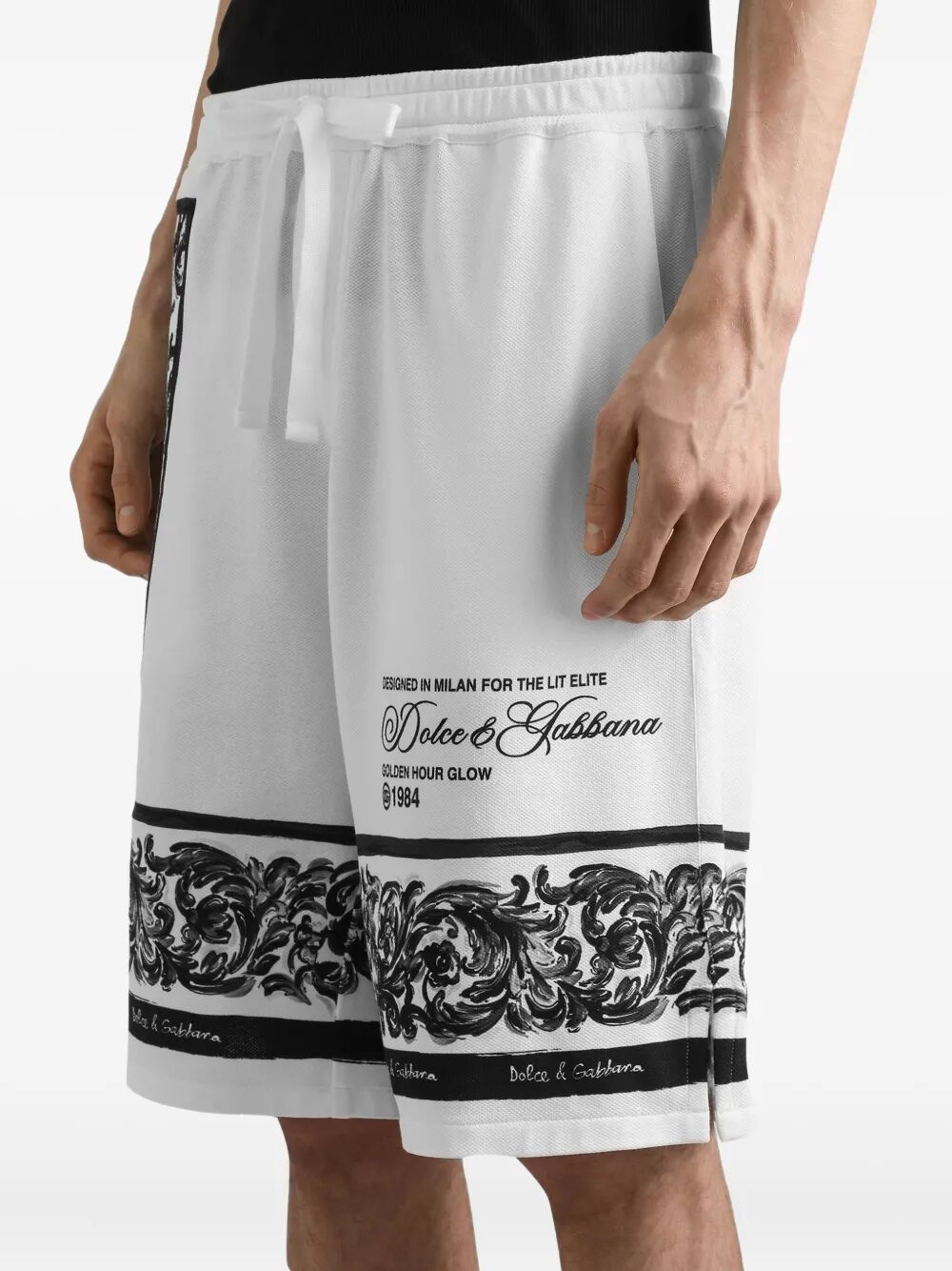 Dolce & Gabbana Men Majolica-Print Double Piqué Bermuda Shorts