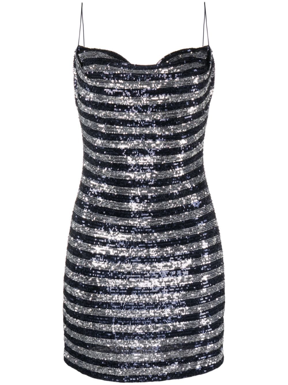Balmain Women Babydoll Cowl Neck Glitter Short Dress