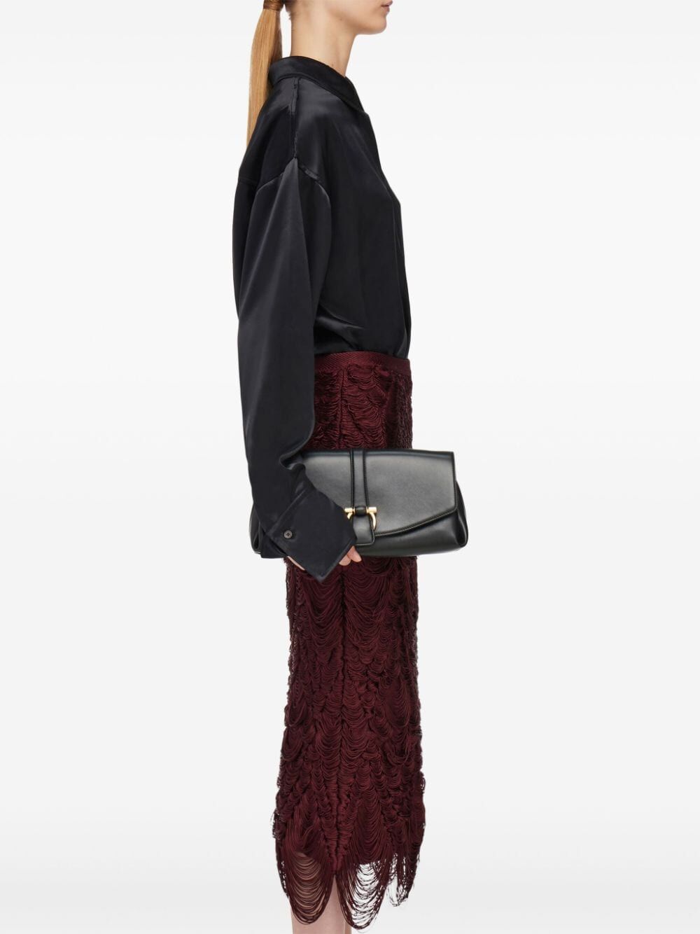 Ferragamo Feminino Borsa A Spalla Media Con Patta