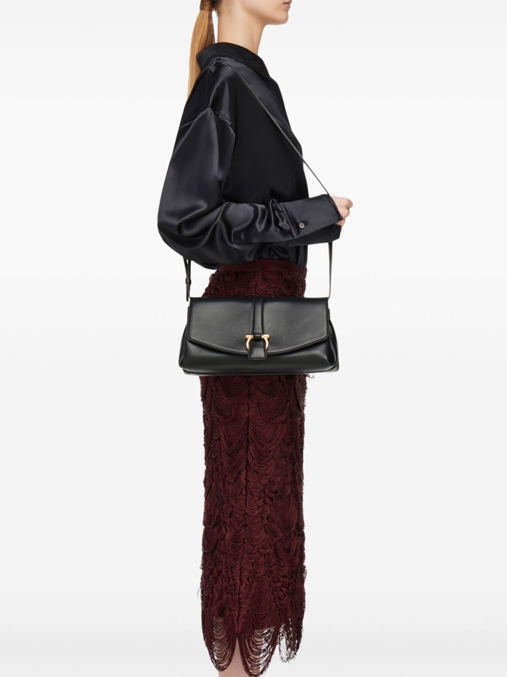 Ferragamo Feminino Borsa A Spalla Media Con Patta