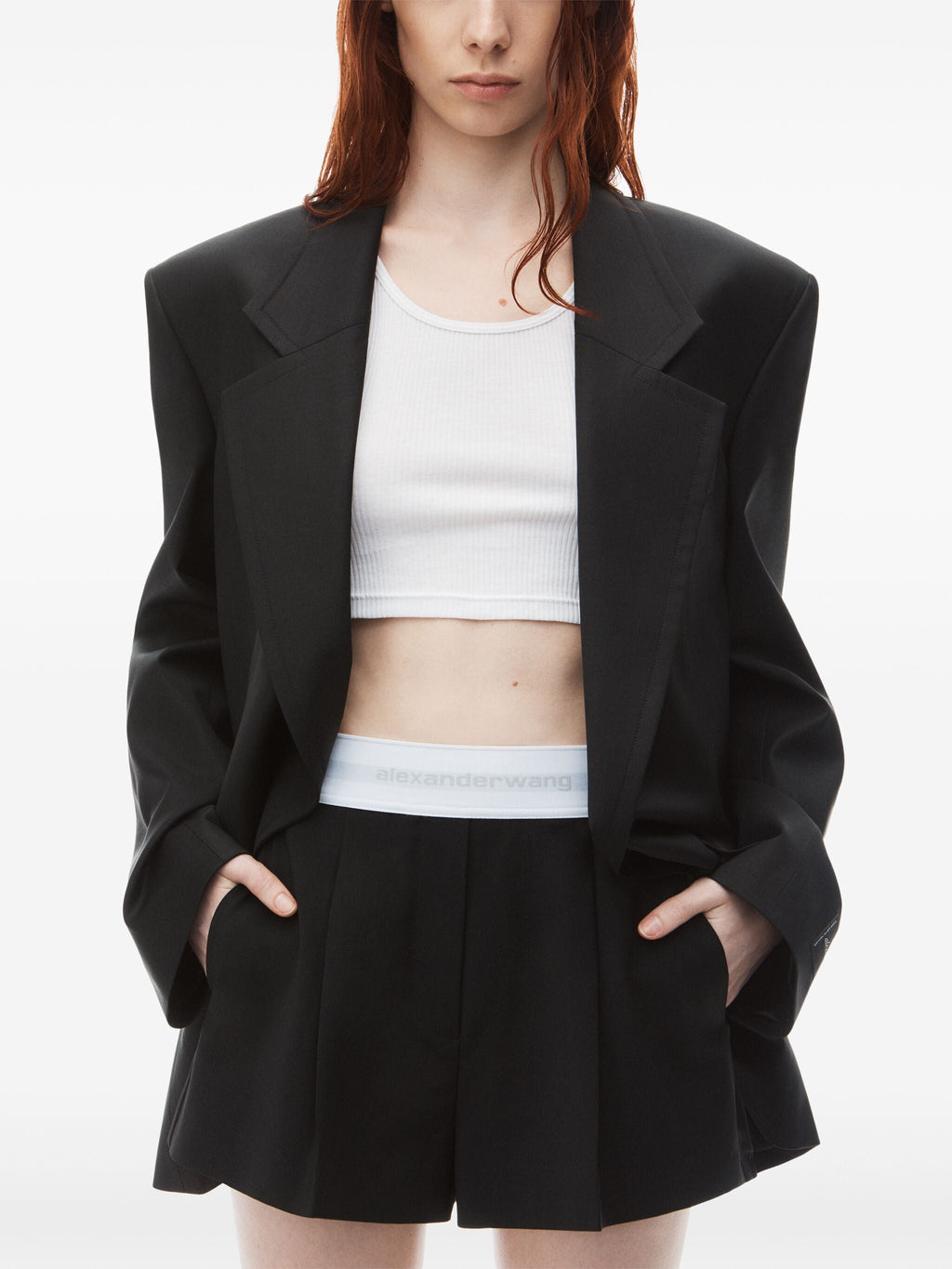 Alexander Wang Women High Waisted Pleated Short With Logo Elastic