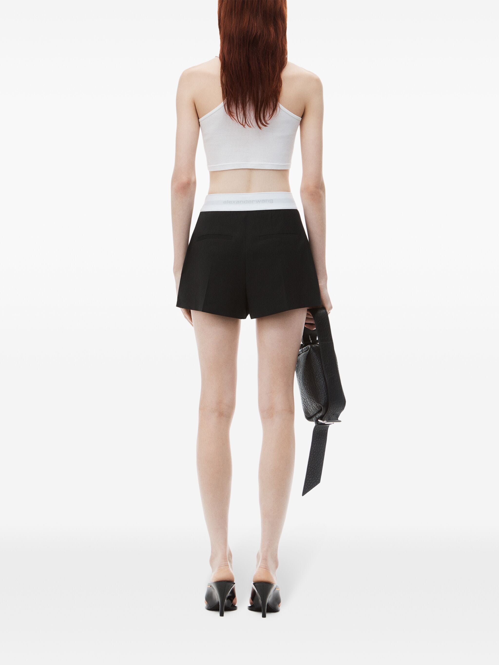 Alexander Wang Women High Waisted Pleated Short With Logo Elastic
