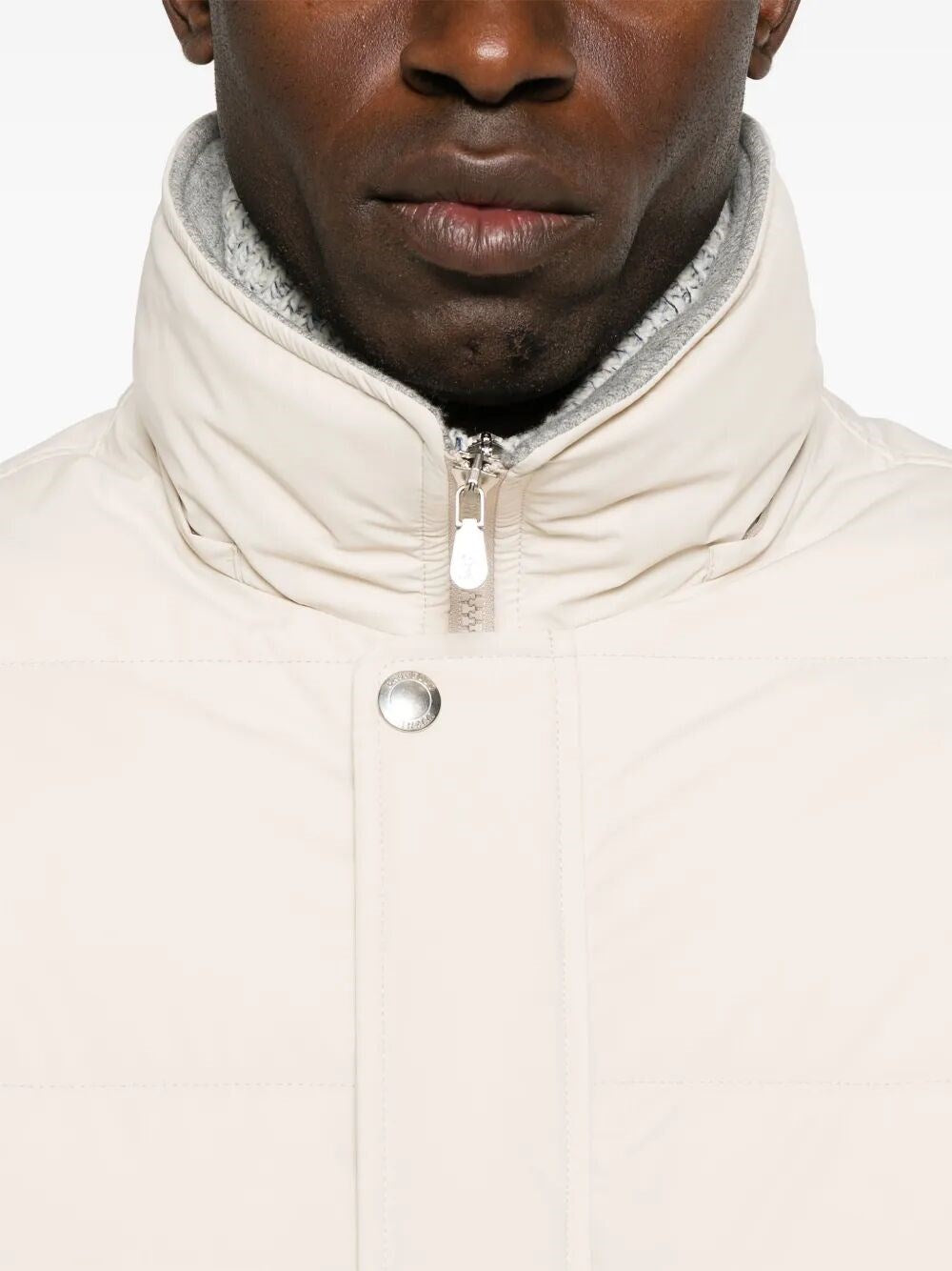 Brunello Cucinelli Men Padded Jacket With Detachable Hood