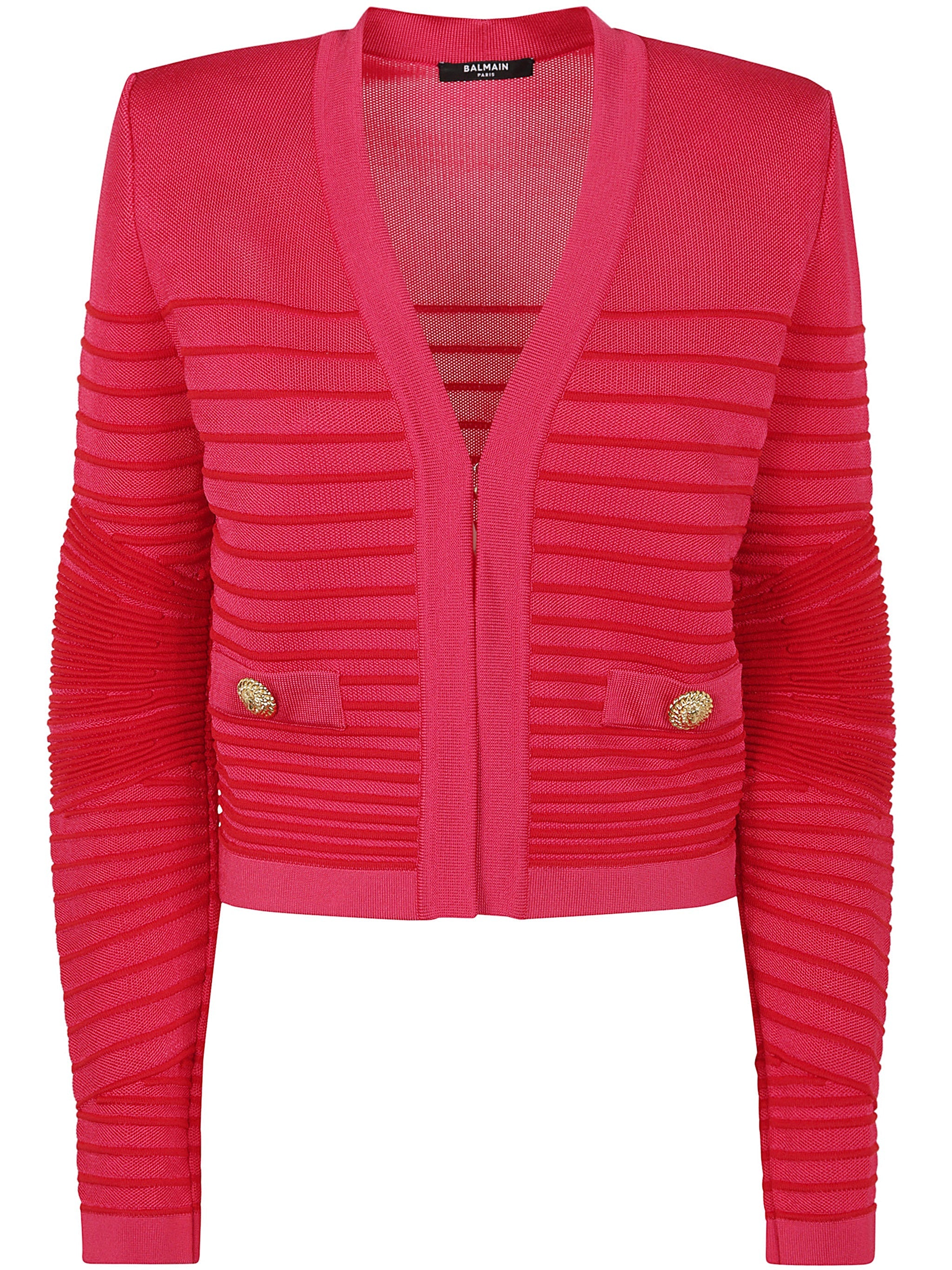 Balmain Women Lon Sleeves Side To Side Flechage Knit Cardigan