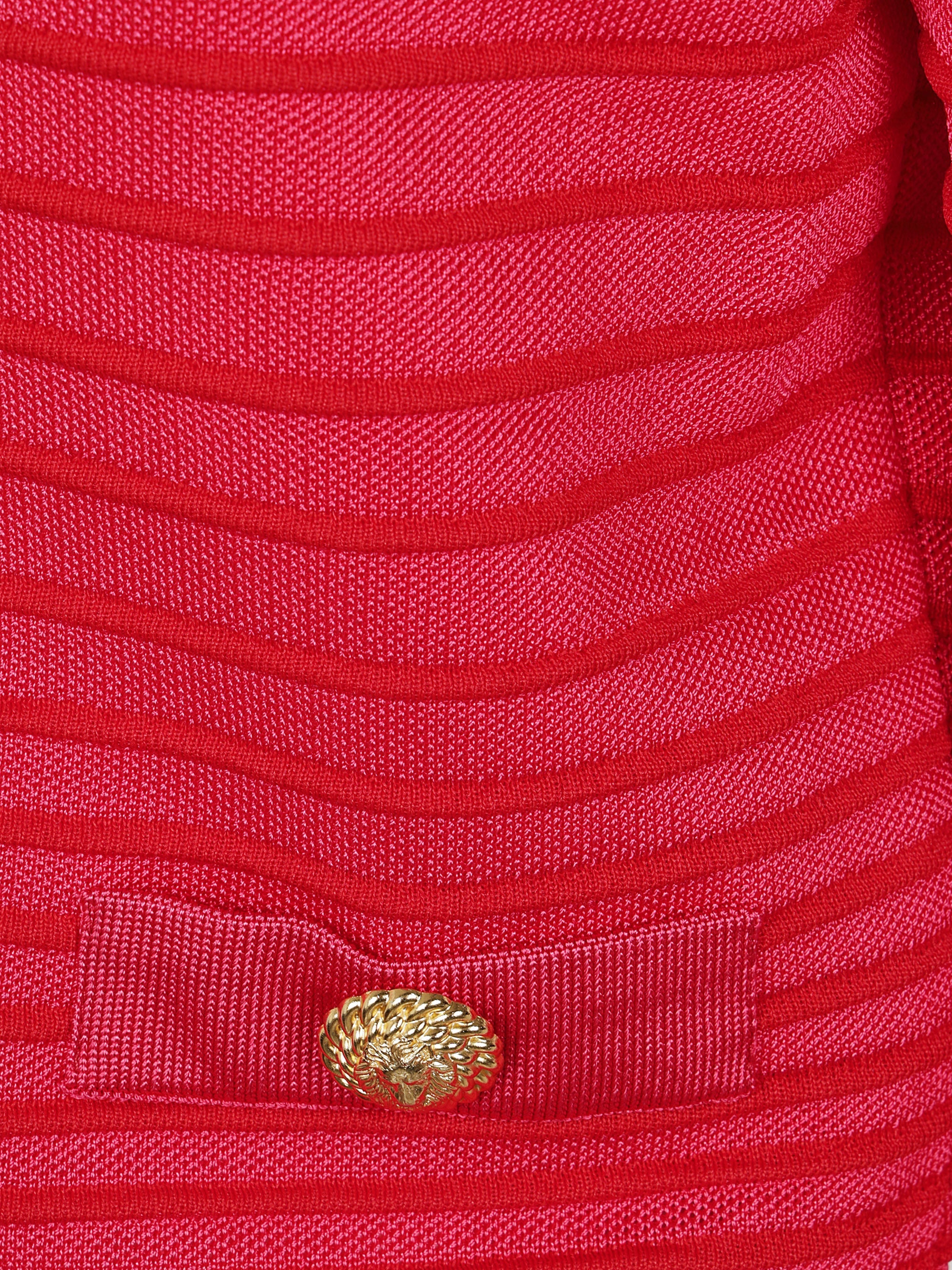 Balmain Women Lon Sleeves Side To Side Flechage Knit Cardigan