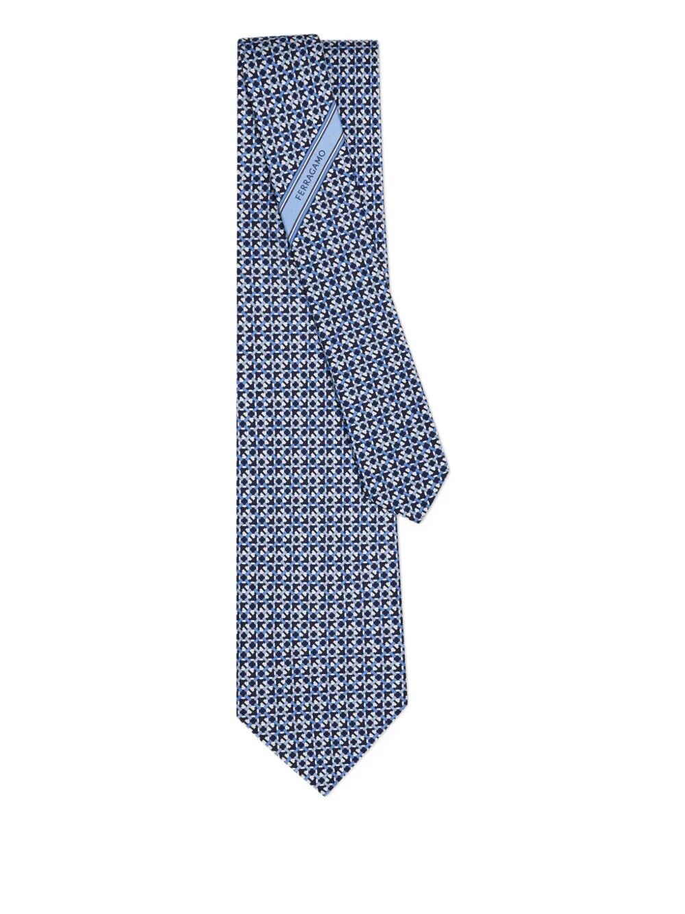 Ferragamo Men Anteo Gancini Print Silk Tie