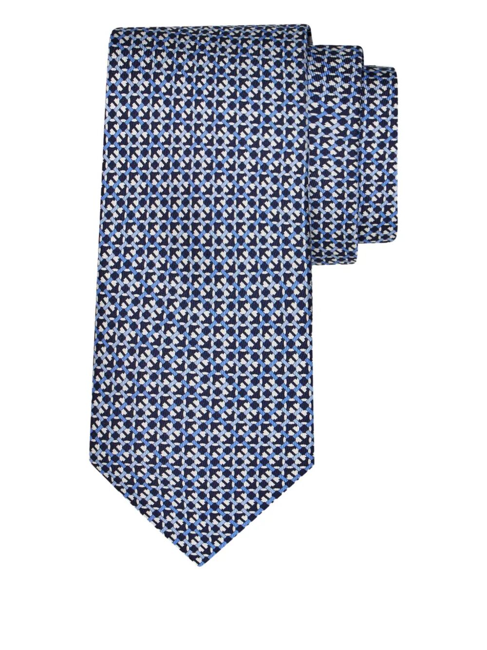 Ferragamo Men Anteo Gancini Print Silk Tie