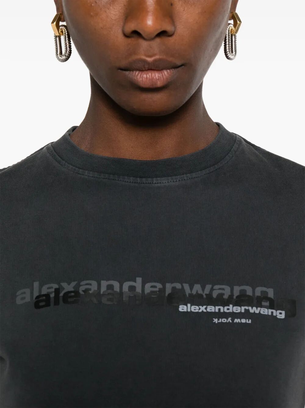 Alexander Wang Women Cotton Shrunken Logo T-Shirt