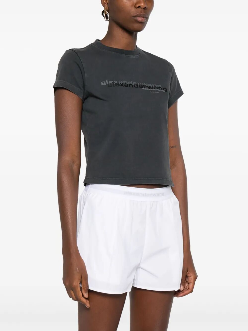 Alexander Wang Women Cotton Shrunken Logo T-Shirt