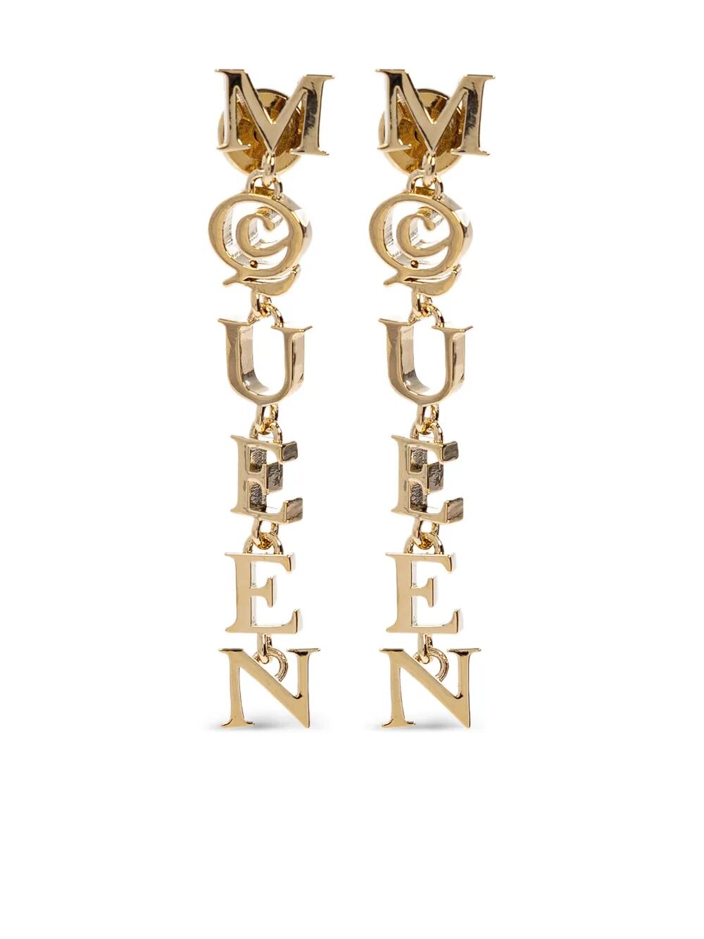 Alexander Mcqueen Women Pale Gold-Finished Logo Pendant Earrings